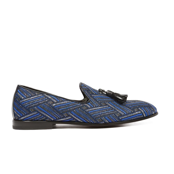 Cesare Paciotti Luxury Italian Men's Glam Blue Silver Black Loafers (CPM5356)-AmbrogioShoes