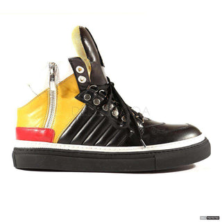 Cesare Paciotti Luxury Italian Men's Italian Nappa Black Curry Bian High-Top Sneakers (CPM4004)-AmbrogioShoes