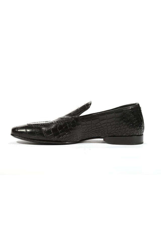 Cesare Paciotti Luxury Italian Men's Loafers Croc Print Cocco Lux Black PK Designer Shoes (CPM5448)-AmbrogioShoes