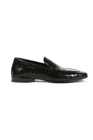 Cesare Paciotti Luxury Italian Men's Loafers Croc Print Cocco Lux Navy Designer Shoes (CPM5449)-AmbrogioShoes