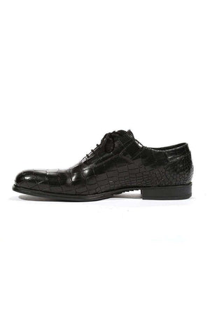 Cesare Paciotti Luxury Italian Men's Oxfords Croc Embossed Cocco Lux Black SL Designer Shoes (CPM5425)-AmbrogioShoes
