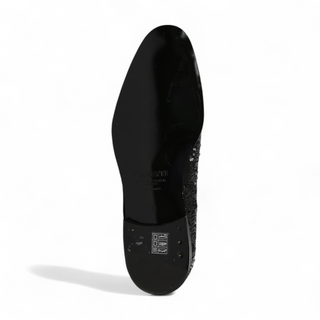 Cesare Paciotti Luxury Italian Men's Paillettes Black Silver Formal Loafers (CPM5107)-AmbrogioShoes