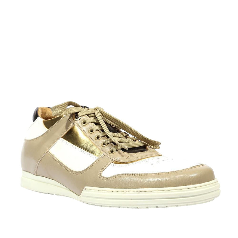 Cesare Paciotti Luxury Italian Men's Sand-White Oro Beige White Gold Sneakers (CPM5122)-AmbrogioShoes