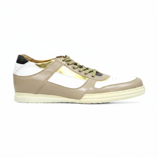 Cesare Paciotti Luxury Italian Men's Sand-White Oro Beige White Gold Sneakers (CPM5122)-AmbrogioShoes