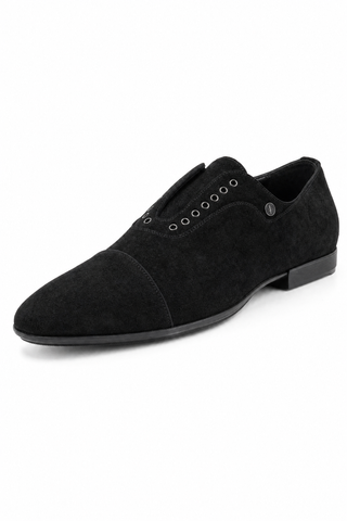 Cesare Paciotti Luxury Italian Mens Vit Camoscio Black Loafers (CPM5330) - Front 3/4 Hero