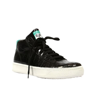 Cesare Paciotti Luxury Italian Men's Wimbledon Cocco Lux Black Green Sneakers (CPM5121)-AmbrogioShoes