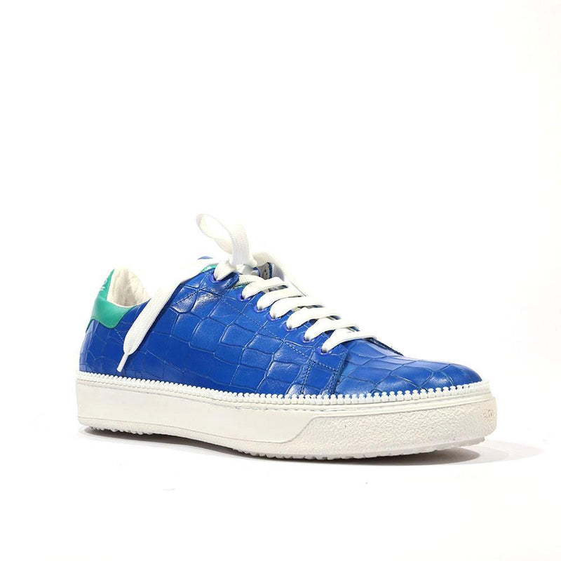 Cesare Paciotti Luxury Italian Men's Wimbledon Cocco Lux Denim Blue Sneakers (CPM5346)-AmbrogioShoes
