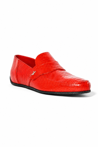 Cesare Paciotti Luxury Italian Struzzo Zamp Henne Red Lizard Loafers (CPM2329)
