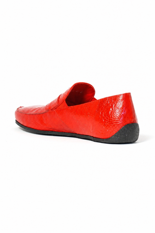 Cesare Paciotti Luxury Italian Struzzo Zamp Henne Red Lizard Skin Loafers (CPM2329)-AmbrogioShoes