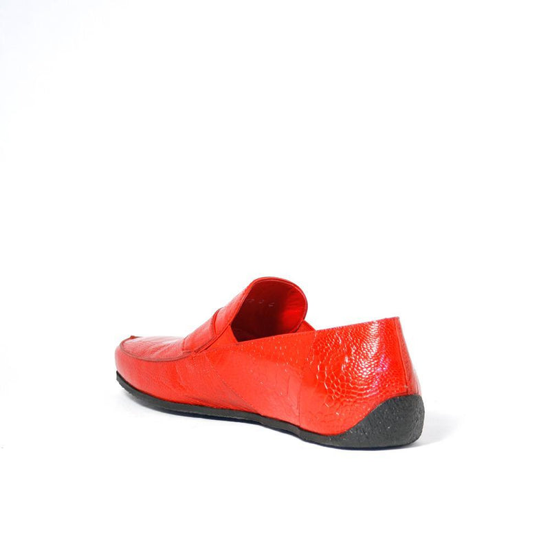 Cesare Paciotti Luxury Italian Struzzo Zamp Henne Red Lizard Skin Loafers (CPM2329)-AmbrogioShoes
