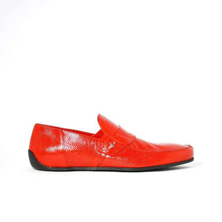 Cesare Paciotti Luxury Italian Struzzo Zamp Henne Red Lizard Skin Loafers (CPM2329)-AmbrogioShoes