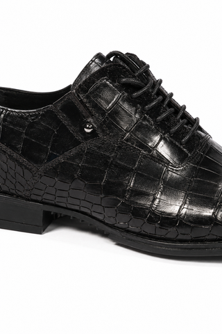 Cesare Paciotti Oxfords Croc Embossed Cocco Lux Black SL (CPM5425)-AmbrogioShoes