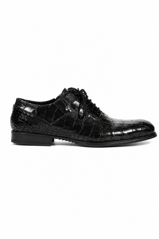 Cesare Paciotti Oxfords Croc Embossed Cocco Lux Black SL (CPM5425)-AmbrogioShoes