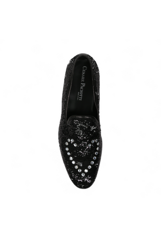 Cesare Paciotti Paillettes Black Silver Formal Loafers (CPM5107)-AmbrogioShoes