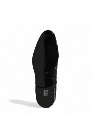 Cesare Paciotti Paillettes Black Silver Formal Loafers (CPM5107)-AmbrogioShoes