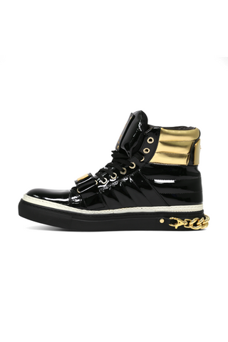 Cesare Paciotti Patent Specc Oro Black Sneakers (CPM5029)-AmbrogioShoes