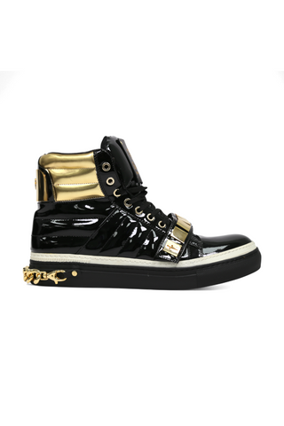 Cesare Paciotti Patent Specc Oro Black Sneakers (CPM5029)-AmbrogioShoes