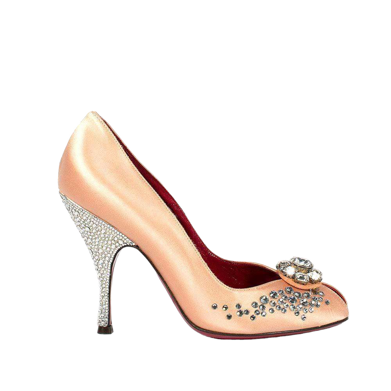 Cesare Paciotti Strassed Women's Satin Evening Pumps w/ Crystals (CPW251)-AmbrogioShoes
