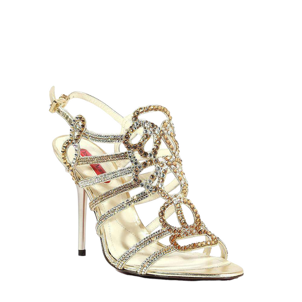 Cesare Paciotti Women's Designer Shoes High Heel Gold Leather Sandals (CPW513)-AmbrogioShoes