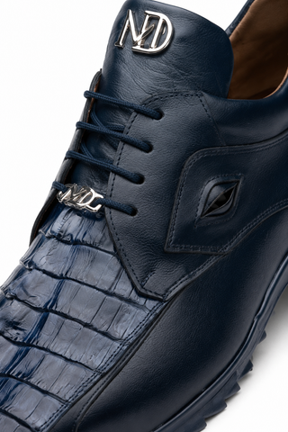 Marco Di Milano Udine Crocodile & Leather Sneaker - Navy