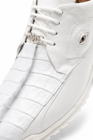 Marco Di Milano Udine Crocodile & Leather Sneaker - White