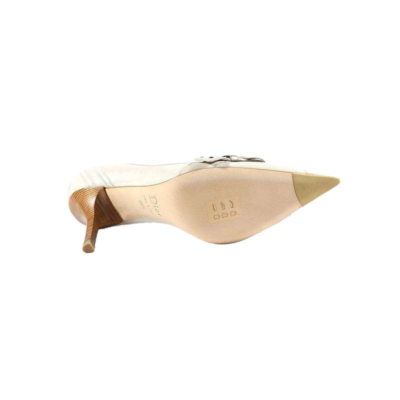 Christian Dior Designer Shoes for Women Off White Pump Buckle Escarpin 9 cm (CDW54)-AmbrogioShoes