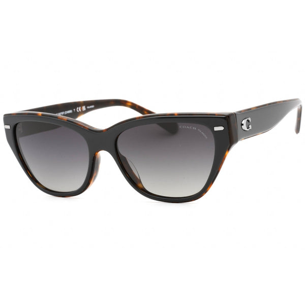 Coach 0HC8370F Sunglasses Black on Tortoise / Grey Gradient Polarized Unisex-AmbrogioShoes