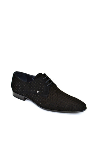 Corrente 2414 Perforated Suede Derby - Black-AmbrogioShoes