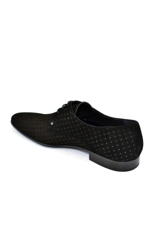 Corrente 2414 Perforated Suede Derby - Black-AmbrogioShoes