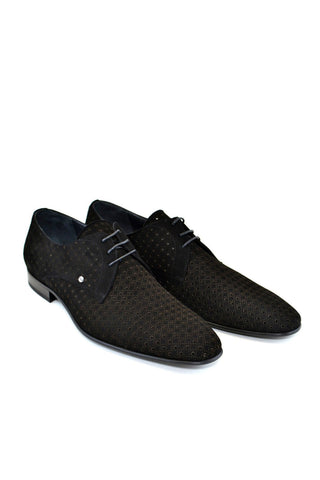 Corrente 2414 Perforated Suede Derby - Black-AmbrogioShoes
