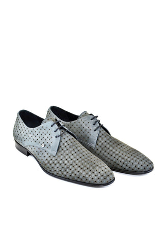Corrente 2414 Perforated Suede Derby - Gray-AmbrogioShoes