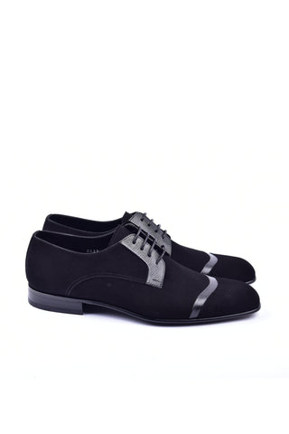 Corrente 2432 Suede & Lizard Derby - Black-AmbrogioShoes