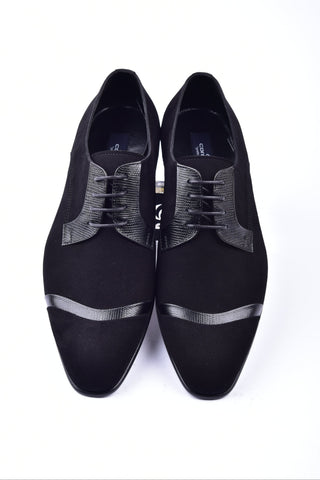 Corrente 2432 Suede & Lizard Derby - Black-AmbrogioShoes