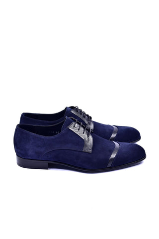 Corrente 2432 Suede & Lizard Derby - Navy-AmbrogioShoes