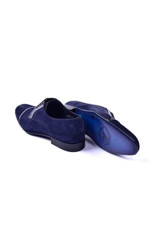 Corrente 2432 Suede & Lizard Derby - Navy-AmbrogioShoes