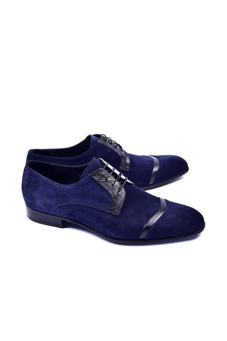 Corrente 2432 Suede & Lizard Derby - Navy-AmbrogioShoes