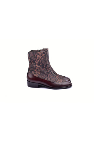 Corrente 3273 Leather & Python Boot - Brown-AmbrogioShoes