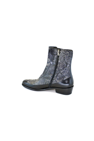 Corrente 3273 Leather & Python Boot - Gray-AmbrogioShoes