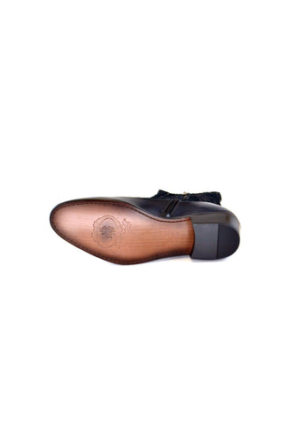 Corrente 3273 Leather & Python Boot - Navy-AmbrogioShoes