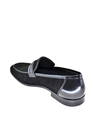 Corrente 3417HS Suede Leather Loafers - Black-AmbrogioShoes