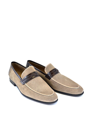 Corrente 3417HS Suede Leather Loafers - Taupe-AmbrogioShoes