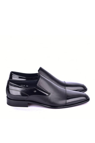 Corrente 3519 Leather Cap-Toe Loafers - Black-AmbrogioShoes