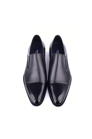 Corrente 3519 Leather Cap-Toe Loafers - Black-AmbrogioShoes