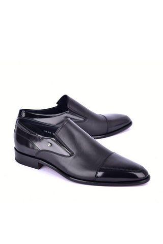 Corrente 3519 Leather Cap-Toe Loafers - Black-AmbrogioShoes