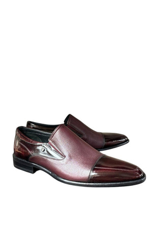 Corrente 3519 Leather Cap-Toe Loafers - Burgundy-AmbrogioShoes