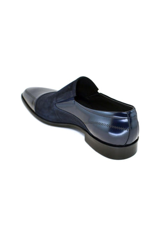 Corrente 3519 Suede & Leather Loafer - Navy-AmbrogioShoes