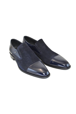 Corrente 3519 Suede & Leather Loafer - Navy-AmbrogioShoes