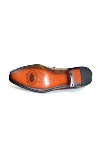 Corrente 3711HS Patent & Textured Penny Loafer - Brown-AmbrogioShoes