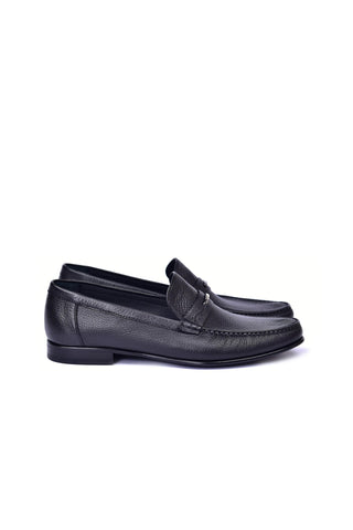 Corrente 3898 Deer Horse-Bit Loafer - Black-AmbrogioShoes