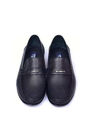 Corrente 3898 Deer Horse-Bit Loafer - Black-AmbrogioShoes